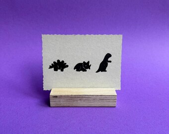 Dino Gang, gift card, linocut, DIN A6 card