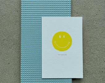 Have a good day, gift card, linocut, DIN A6 card