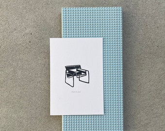 Wassily Chair/Marcel Breuer, linocut, DIN A6 card