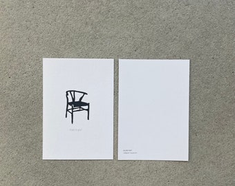 Wishbone Chair/Carls Hansen, lino print, DIN A6 card