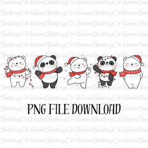 Panda De Natal PNG, Urso Polar Png, Cute Panda Christmas Png, Download Digital, Luzes De Natal Png, Luzes De Natal Png, Natal Png