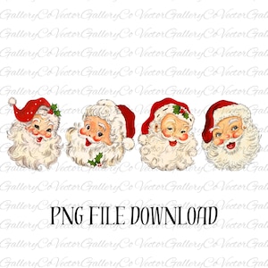 Clipart vintage, Papai Noel vermelho, cartão de Natal, imagem gráfica, sublimação, download digital, JPEG PNG