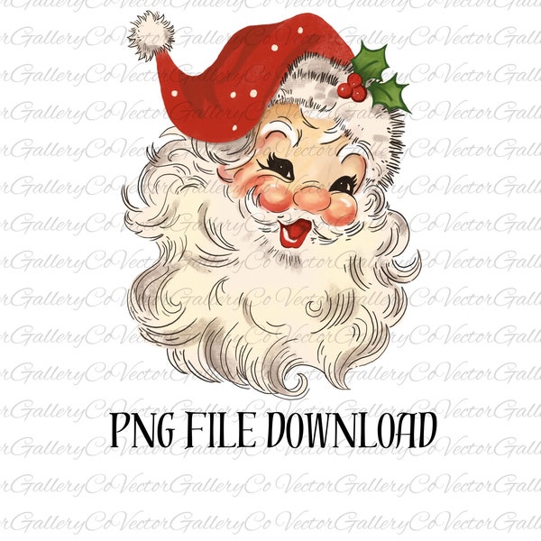 Vintage Santa Png, Vintage Clipart, Red Santa Claus, Christmas Greeting Card, Graphic Image, Sublimation, Digital Download, Christmas png