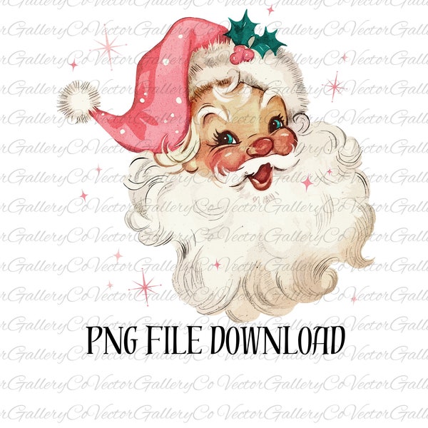 Pink Santa PNG Sublimation Gift Pink Christmas Sparkle Download, Vintage Santa Clipart, Retro Christmas PNG for Shirt, Vintage Christmas PNG