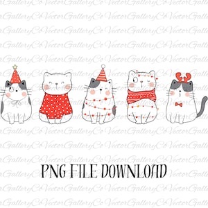 Meowy Navidad PNG, Festivo, Gato, Navidad, Descarga Instantánea Digital, Lindos Gatos de Navidad Png, Luces de Navidad Gato Png, Navidad Png