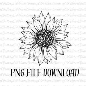 Tournesol PNG, tournesol noir PNG, fleur PNG, Clipart tournesol, conception de chemise tournesol, Silhouette, téléchargement immédiat, tournesol blanc Png