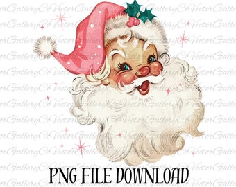 Pink Santa PNG Sublimation Gift Pink Christmas Sparkle Download, Vintage Santa Clipart, Retro Christmas PNG for Shirt, Vintage Christmas PNG