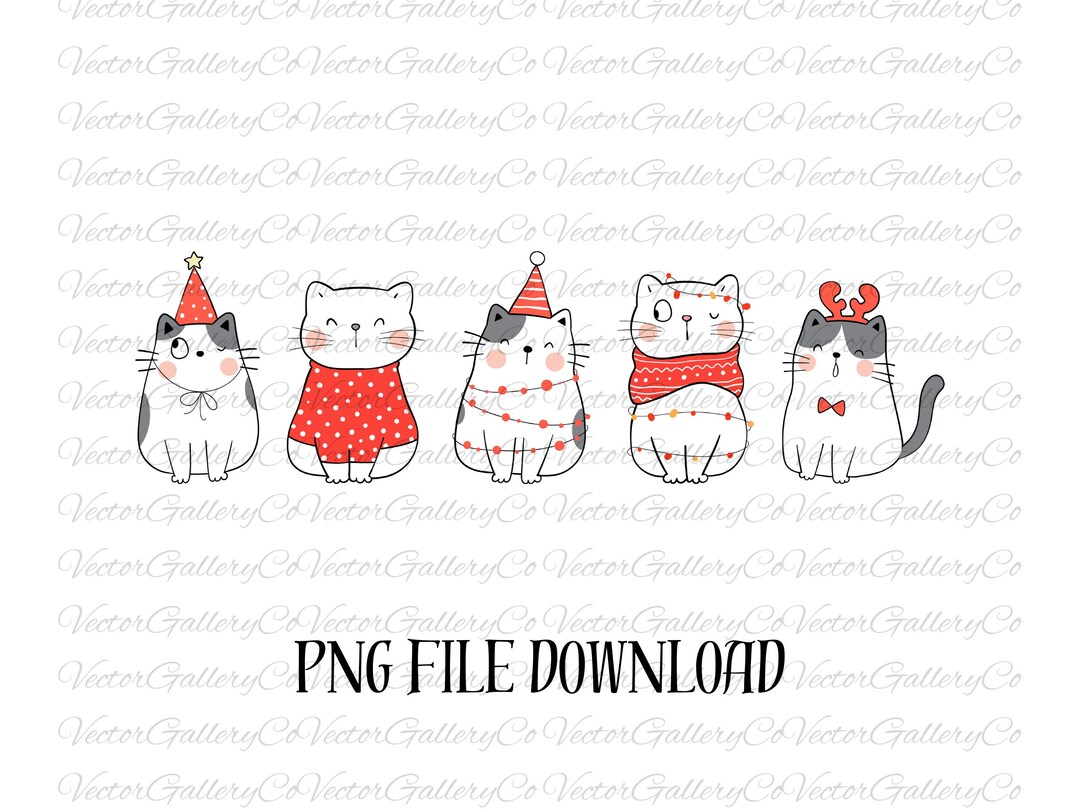 Meowy Christmas PNG, Festive, Cat, Christmas, Digital Instant Download