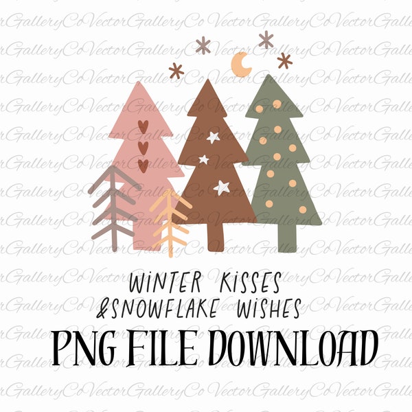 Winter Wishes And Snowflake Kisses SVG, Christmas SVG, Cute Christmas SVG, Digital Download, Sublimation, Png File, Christmas Tree Png