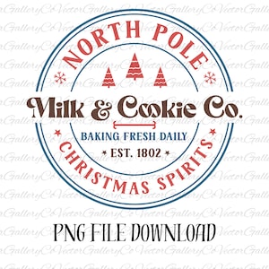 North Pole Milk Cookie Company SVG, Christmas Svg, Brewing Co Svg, Farmhouse Png, Vintage Christmas Shirt, Svg Files for Cricut