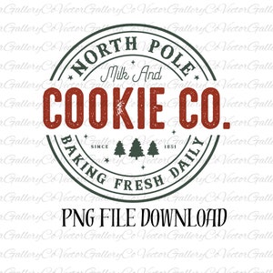 North Pole Milk Cookie Company SVG, Christmas Svg, Brewing Co Svg, Farmhouse Png, Vintage Christmas Shirt, Pliki Svg dla Cricut