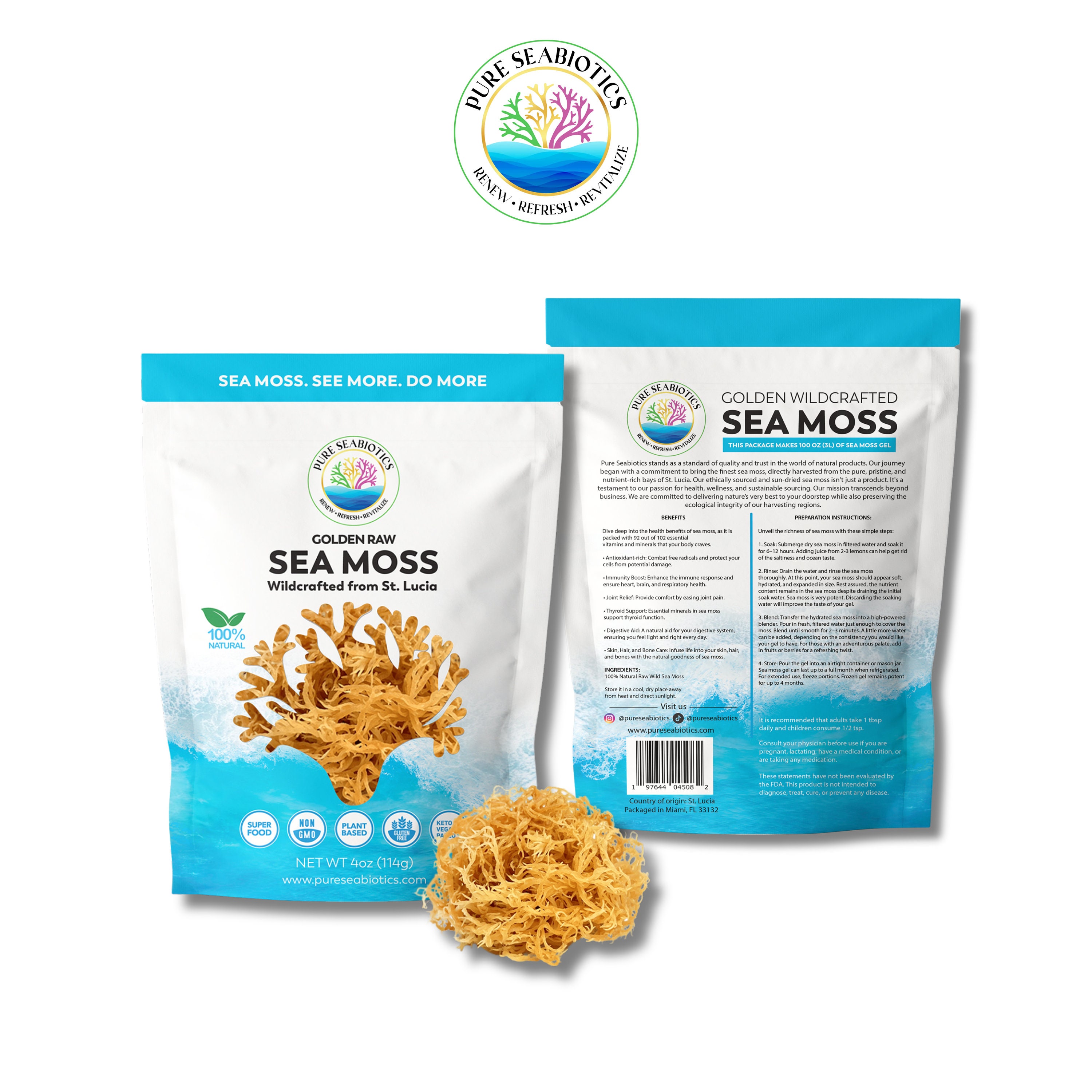 Raw Golden Sea Moss: Wildcrafted St. Lucia, 4oz - Etsy