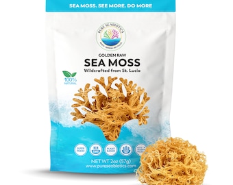St. Lucia Sea Moss: Rohes Golden, Wildcrafted, 2 oz