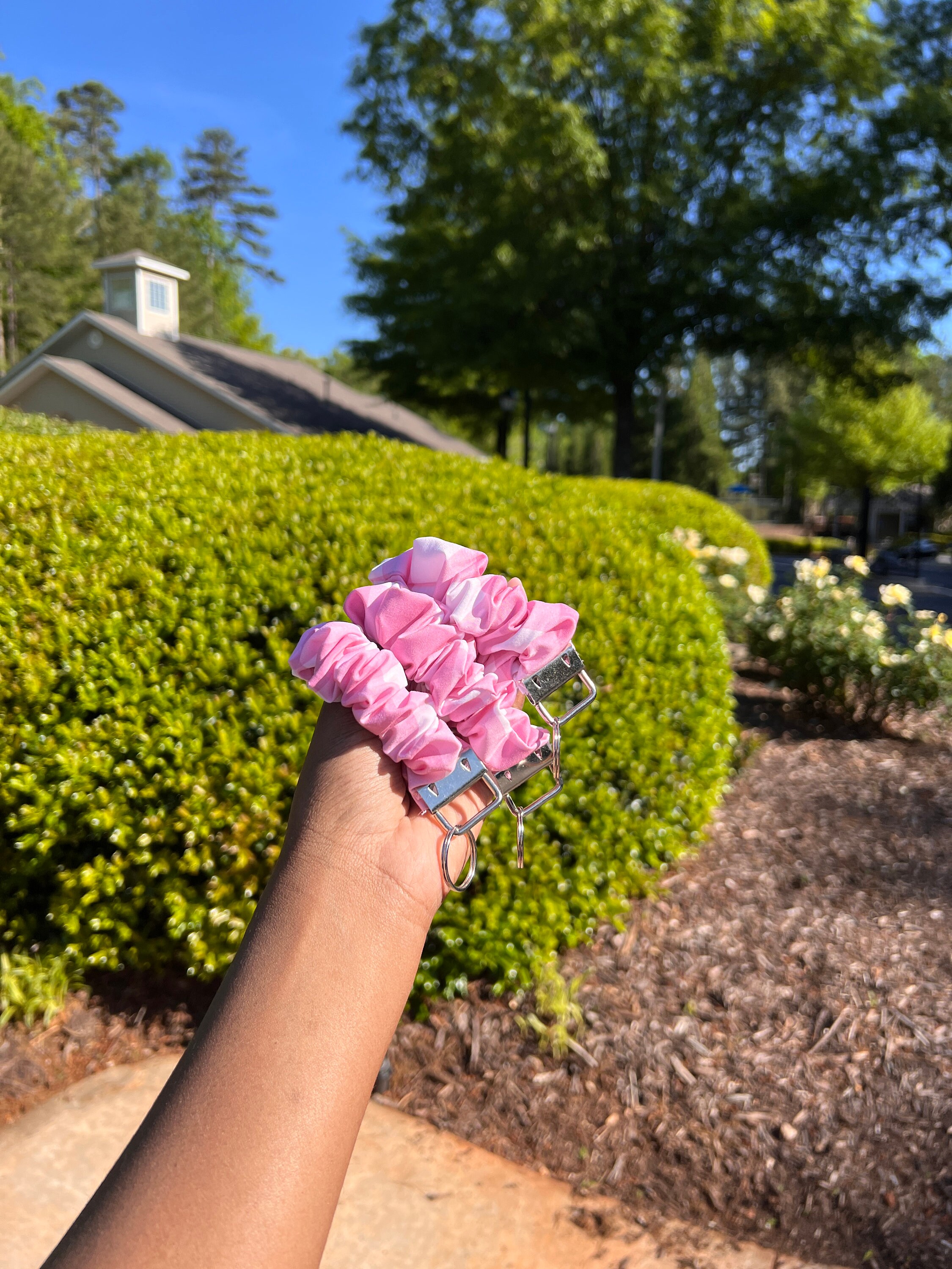 Pink Checkered Scrunchie Keychain Wristlet – Car Key Holder - Etsy