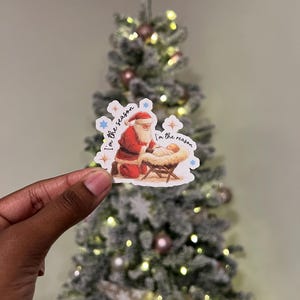 Baby Jesus Christmas Sticker: Santa Holiday Decor, Waterproof
