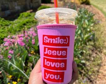 Christian Coffee Sleeve: Reusable Iced Coffee Cozy, Scripture Gift