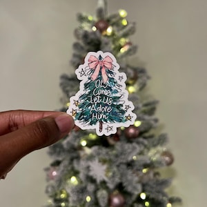 Christmas Tree Sticker: &#39;Oh Come Let Us Adore Him&#39; Waterproof Decal