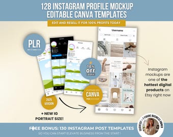 Instagram Profile Mockup Templates | Editable Canva PLR Kit