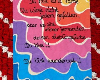 Spruch auf Holzplatte, selbstgemalt