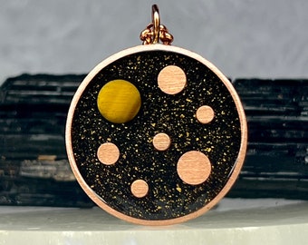 Tigers Eye & Noble Shungite Orgonite Pendant - Root Chakra Grounding Necklace -  5G EMF Protector - Energy Protection -  HANDMADE