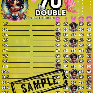 70 wta pyp 1-15 double bingo board