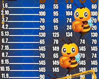 150 WTA PyP 1-15 Bingo board