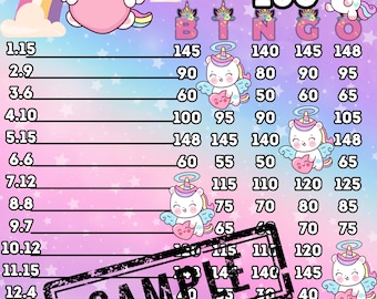 150 WTA pyp 1-15 bingo board lines included