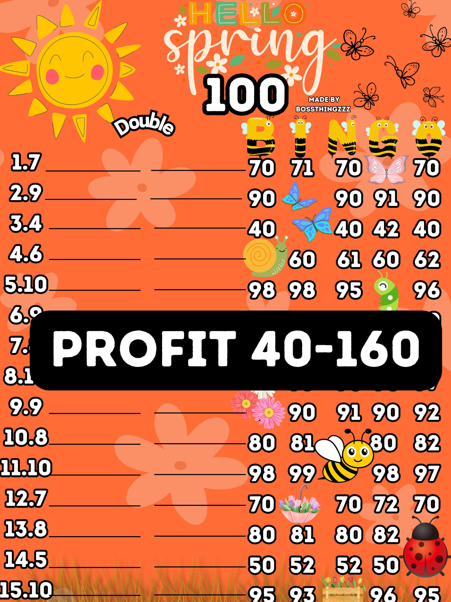 100 wta pyp 1-15 double bingo board
