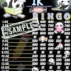 1k in every row wta pyp 1-15 bingo board panda themed