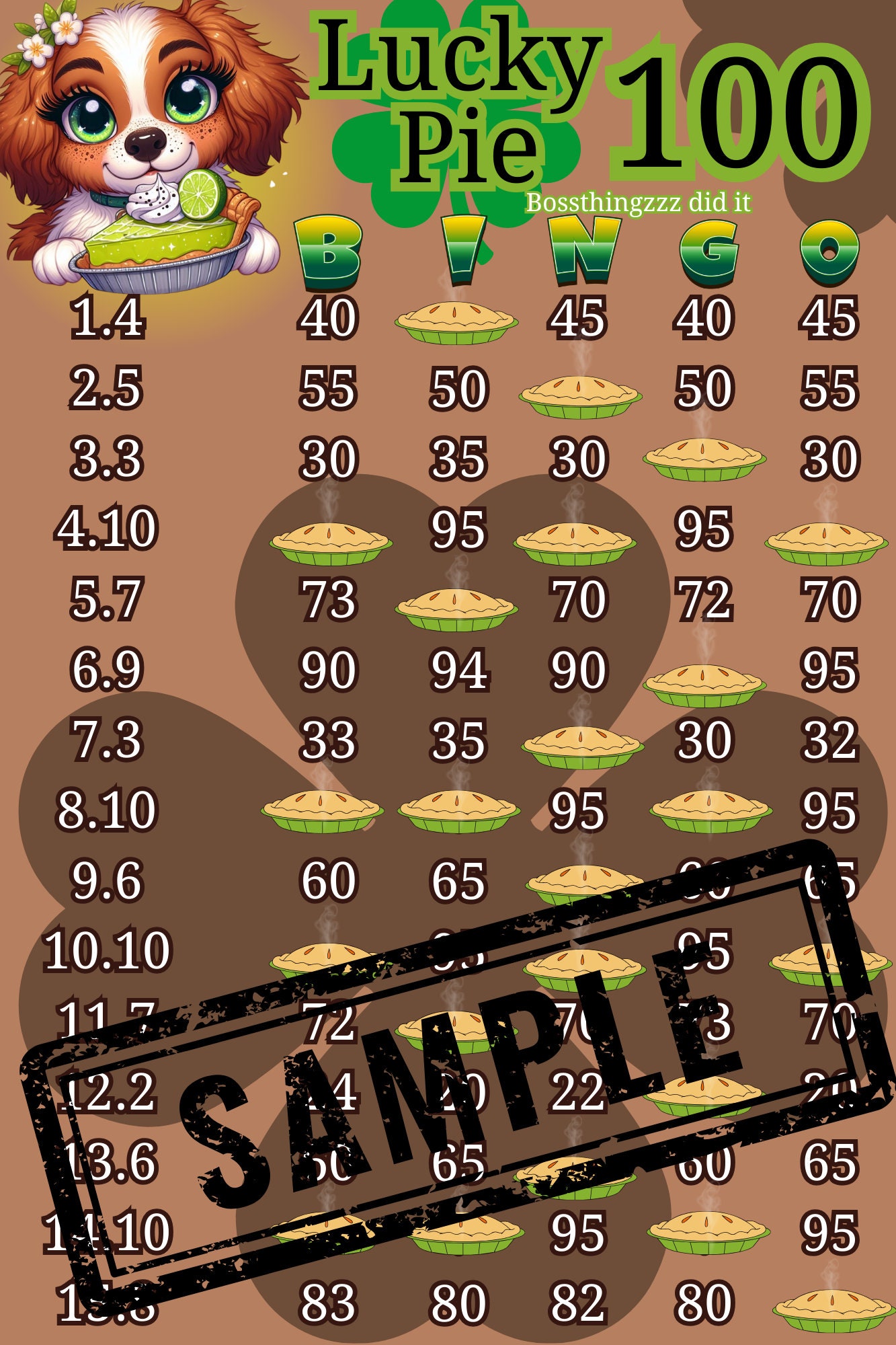 100 wta pyp 1-15 bingo board