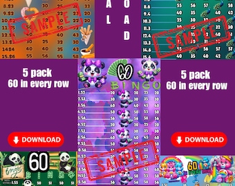 5 pack bundle, recreation,  60 WTA pyp 1-15 bingo boards