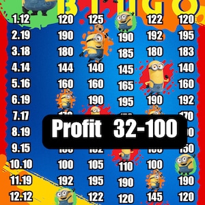 200 175 130 in every row Pyp 1-15 profit bingo board
