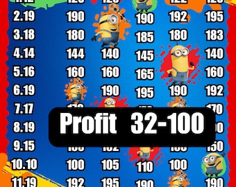 200 175 130 in every row Pyp 1-15 profit bingo board