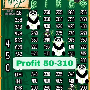 450 in every row pyp 1-15 bingo board profit bingo board
