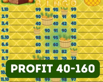 100 wta pyp Doppel Bingobrett 1-15 Ananas unter dem Motto