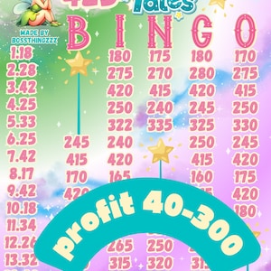 425 WTA PYP 1-15 profit bingo board