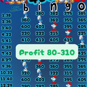 450 in every row pyp 1-15 bingo board profit bingo board
