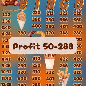 450 in every row pyp 1-15 bingo board profit bingo board