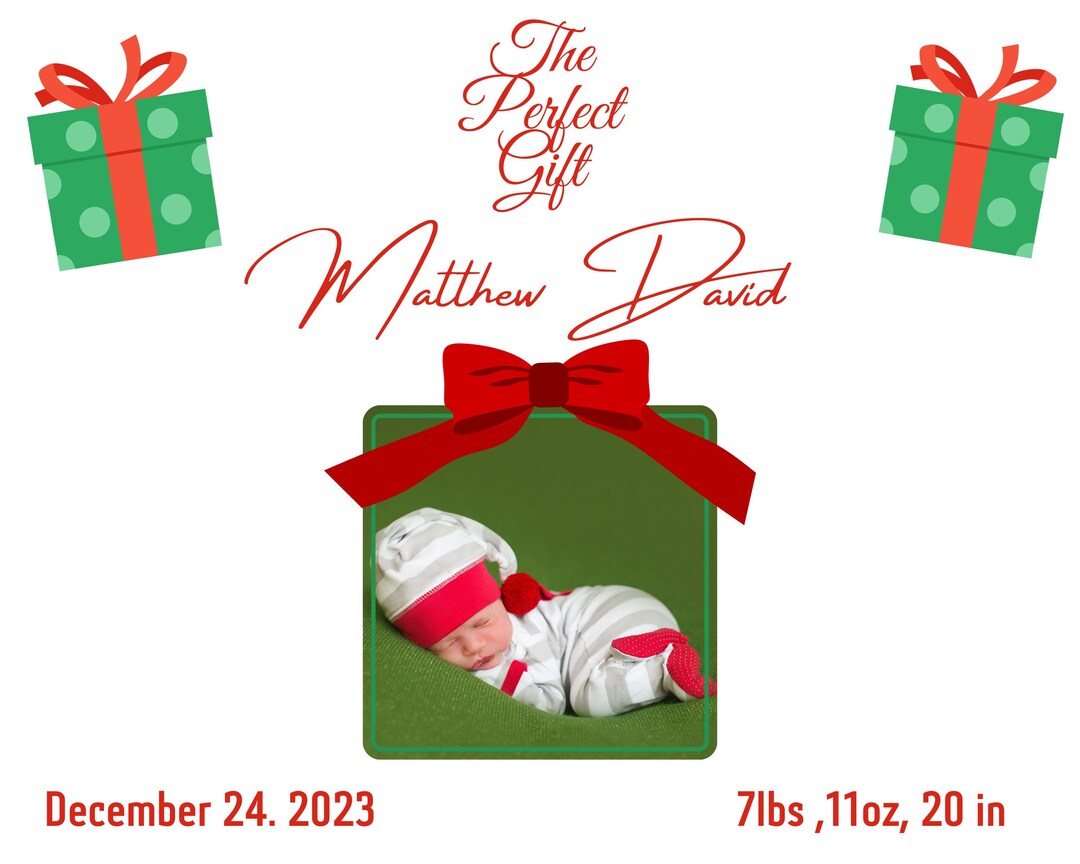 Christmas Birth Announcement Template, Printable We Traded Silent