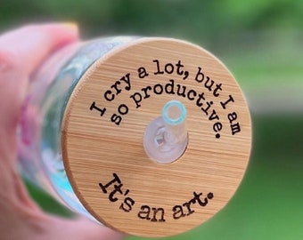 Personalized Wood Lid & Glass Tumbler Set | Custom Engraved Gifts | Birthday | Bridal Party Gift | Teenager | Gift for Her | Gift for Mom