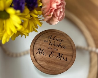 Laser Engraved Acacia Wood Lids | Wedding Guestbook Alternative | Glass Jar | Gift | Memory | Wish | Joy