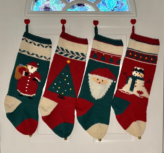 Handknit personalized wool Christmas stockings