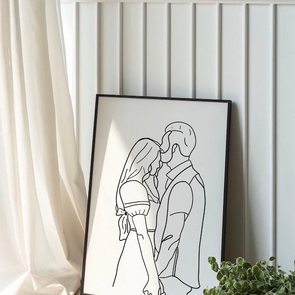 One line art print, Personalised family portrait, Christmas gift, Custom Line drawing, Couple Portrait, Gift For Mum, Sketches From Photo,