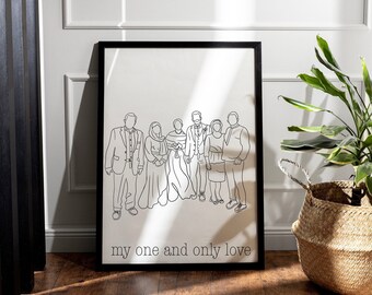 Drawing from Photo, Wedding Gift, Sketches From Photo, One line Art, Custom Couple Portrait From Photo, Minimalist Family Portrait