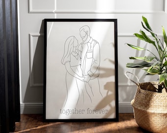 Custom faceless portrait, personalized portrait, gift for boyfriend girlfriend, engagement gift, custom family drawing, Christmas gift