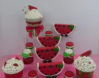 Watermelon Fake Treats  Summer Tiered Tray Decor