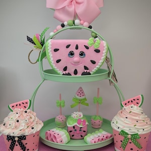 Pink Watermelon Fake Treats/Fake Bakes/Fake Cupcakes/ Mini Watermelon Slice/ Cake Pops/ Marshmallow Buddy/Tiered Tray Decor/Summer Decor