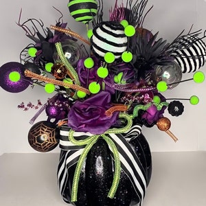 Whimsical Halloween Centerpiece/ Halloween Decor/ Party Decor/ Photo prop/ Beetlejuice Party (Beetlejuice inspired colors) *Homemade*