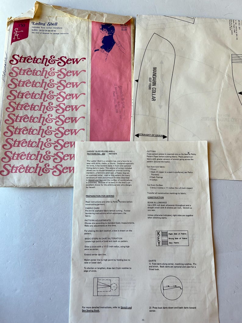 UNCUT Vintage Stretch and Sew Pattern 350 Ladies' Shell by Ann Person ...