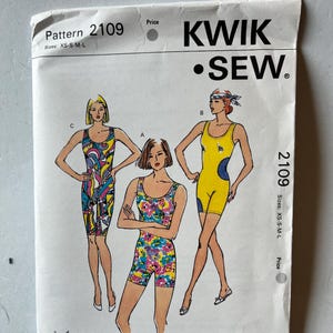 Vintage Kwik Sew-mönster 2109. Baddräkt/Unitard/Leotard/Bodysuit, Storlekar XS-S-M-L. OSKRIVEN